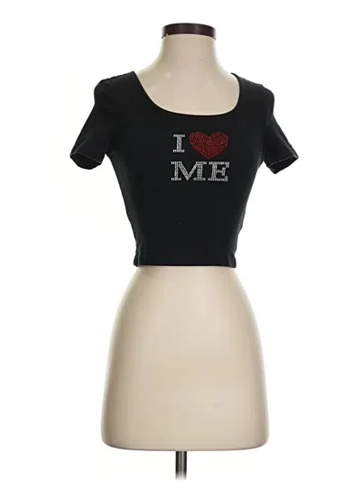 Pre-owned Shein Short Sleeve Top Black Sweetheart Neckline Tops