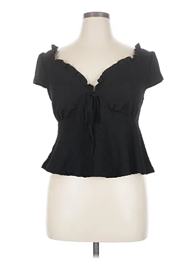 Pre-owned Shein Short Sleeve Top Black Sweetheart Neckline Tops