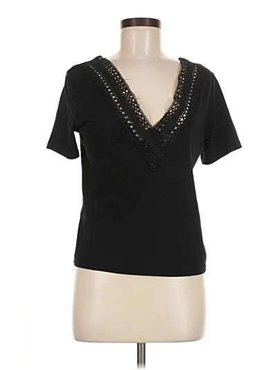 Pre-owned Shein Short Sleeve Top Black V Neck Tops