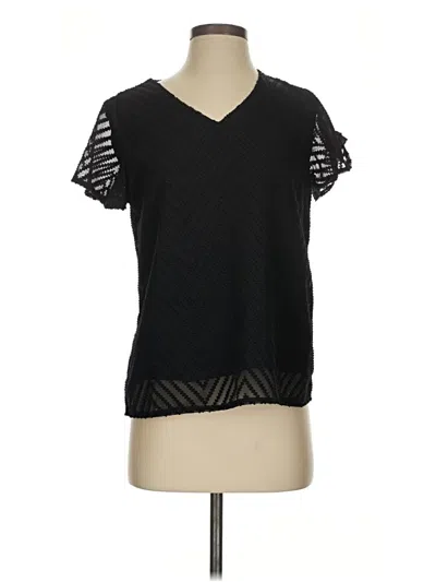 Pre-owned Shein Short Sleeve Top Black V Neck Tops