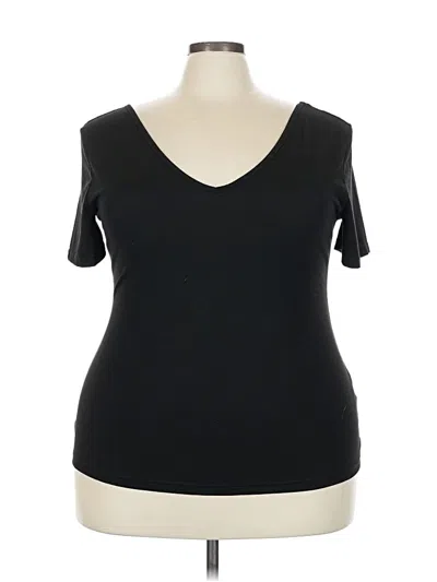 Pre-owned Shein Short Sleeve Top Black V Neck Tops