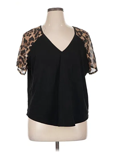 Pre-owned Shein Short Sleeve Top Black V-neck Tops