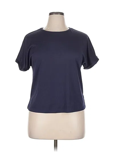 Pre-owned Shein Short Sleeve Top Blue Crew Neck Tops