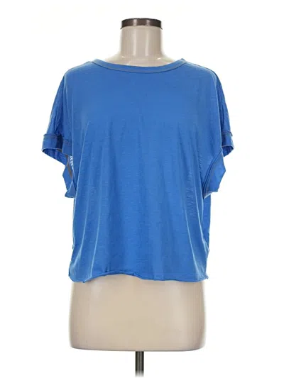 Pre-owned Shein Short Sleeve Top Blue Crew Neck Tops