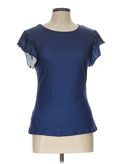 Pre-owned Shein Short Sleeve Top Blue Keyhole Neckline Tops