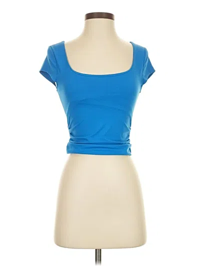 Pre-owned Shein Short Sleeve Top Blue Scoop Neck Tops