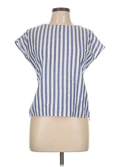 Pre-owned Shein Short Sleeve Top Blue Stripes Pattern Square Neckline Tops