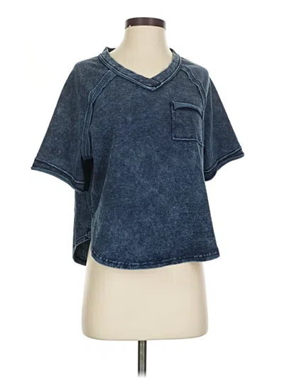Pre-owned Shein Short Sleeve Top Blue V-neck Tops