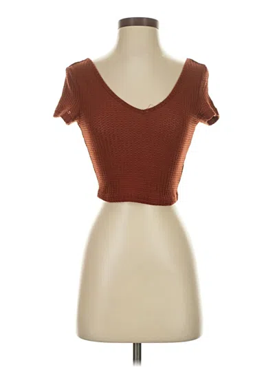 Pre-owned Shein Short Sleeve Top Brown Sweetheart Neckline Tops