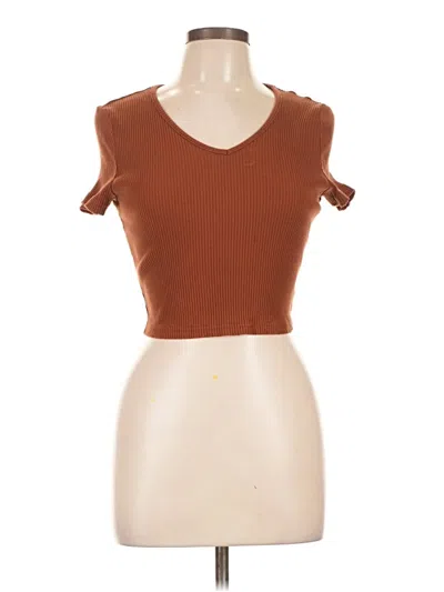 Pre-owned Shein Short Sleeve Top Brown Sweetheart Neckline Tops