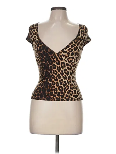 Pre-owned Shein Short Sleeve Top Brown Sweetheart Neckline Tops