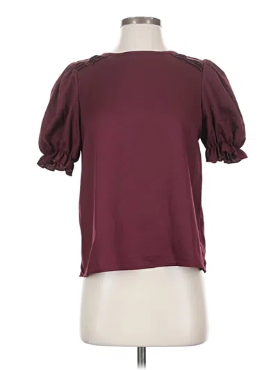 Pre-owned Shein Short Sleeve Top Burgundy Cold Shoulder Neckline Tops
