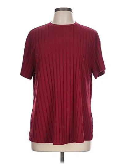 Pre-owned Shein Short Sleeve Top Burgundy Crew Neck Tops