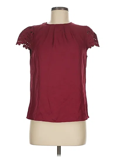 Pre-owned Shein Short Sleeve Top Burgundy Keyhole Neckline Tops