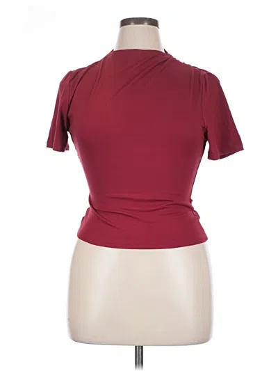 Pre-owned Shein Short Sleeve Top Burgundy Mock Neckline Tops