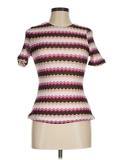 Pre-owned Shein Short Sleeve Top Burgundy Mock Neckline Tops