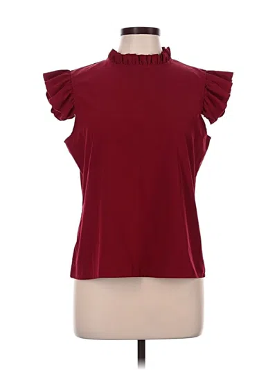 Pre-owned Shein Short Sleeve Top Burgundy Mock Neckline Tops