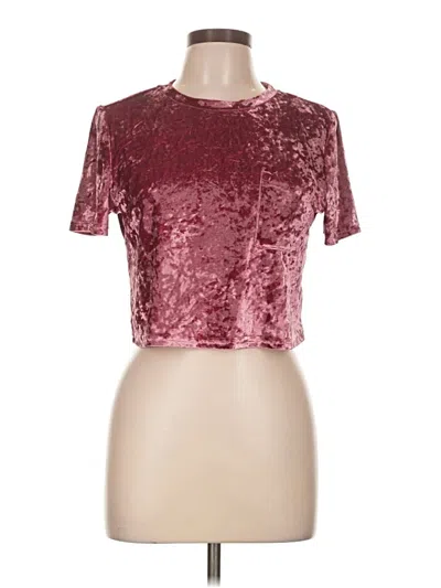 Pre-owned Shein Short Sleeve Top Burgundy Mock Neckline Tops