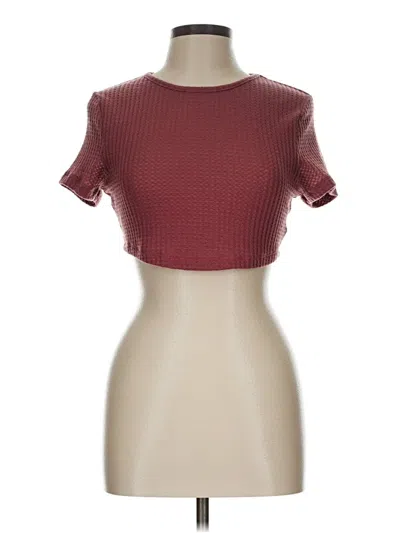 Pre-owned Shein Short Sleeve Top Burgundy Square Neckline Tops