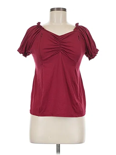 Pre-owned Shein Short Sleeve Top Burgundy Sweetheart Neckline Tops