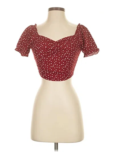Pre-owned Shein Short Sleeve Top Burgundy Sweetheart Neckline Tops