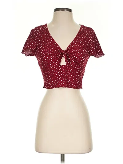 Pre-owned Shein Short Sleeve Top Burgundy Sweetheart Neckline Tops