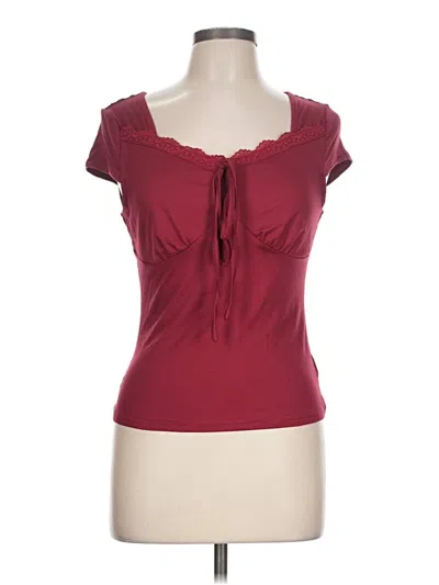 Pre-owned Shein Short Sleeve Top Burgundy Sweetheart Neckline Tops