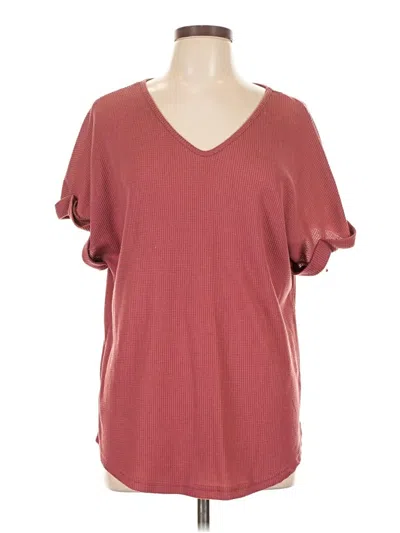 Pre-owned Shein Short Sleeve Top Burgundy V Neck Tops
