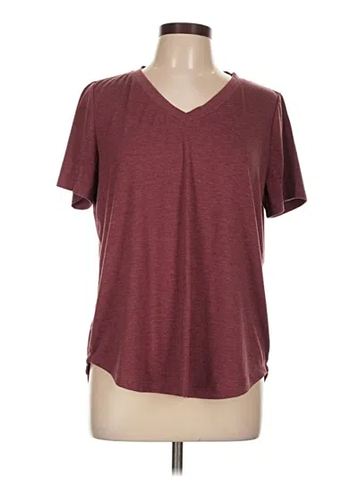 Pre-owned Shein Short Sleeve Top Burgundy V Neck Tops