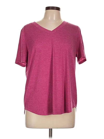 Pre-owned Shein Short Sleeve Top Burgundy V-neck Tops