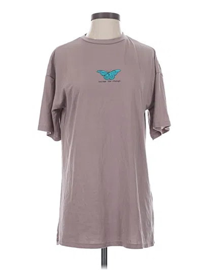 Pre-owned Shein Short Sleeve Top Gray Crew Neck Tops