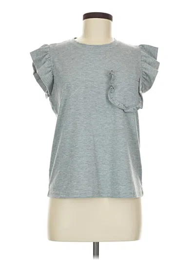 Pre-owned Shein Short Sleeve Top Gray Ruffles Neckline Tops