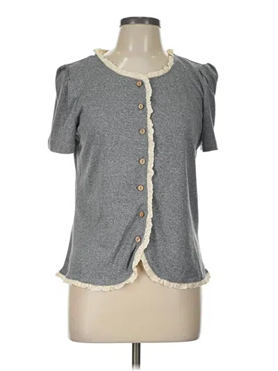 Pre-owned Shein Short Sleeve Top Gray Sweetheart Neckline Tops