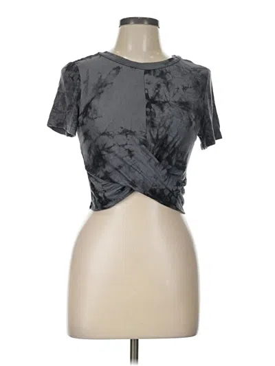 Pre-owned Shein Short Sleeve Top Gray Tie-dye Pattern Keyhole Neckline Tops