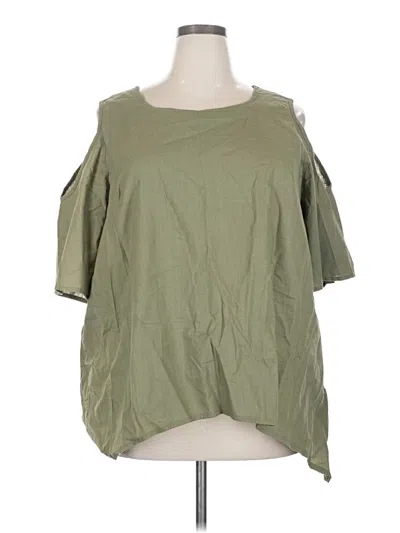 Pre-owned Shein Short Sleeve Top Green Cold Shoulder Neckline Tops
