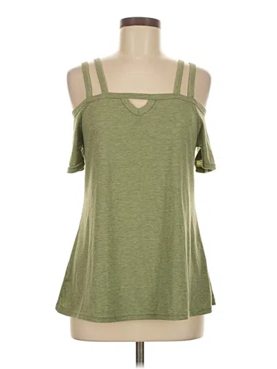 Pre-owned Shein Short Sleeve Top Green Cold Shoulder Neckline Tops