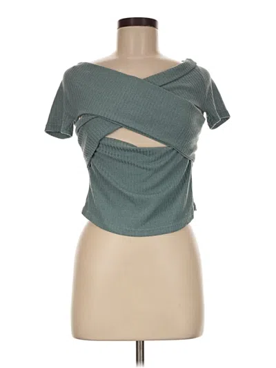 Pre-owned Shein Short Sleeve Top Green One Shoulder Neckline Tops