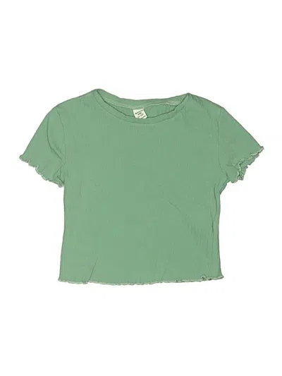 Pre-owned Shein Kids' Short Sleeve Top Green Ruffles Neckline Tops