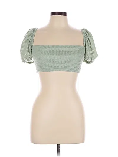 Pre-owned Shein Short Sleeve Top Green Square Neckline Tops