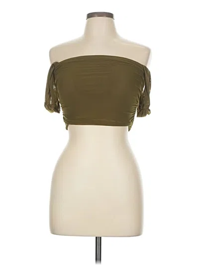 Pre-owned Shein Short Sleeve Top Green Strapless Neckline Tops