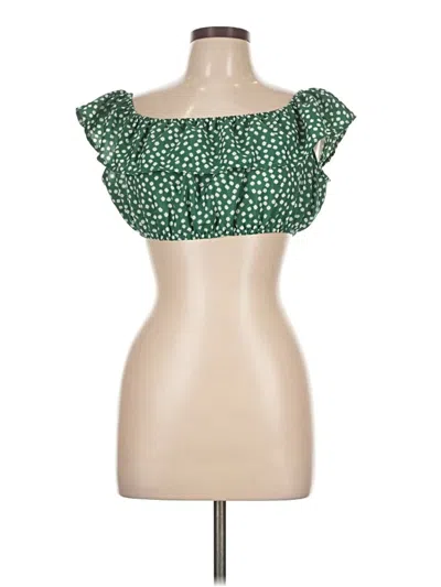 Pre-owned Shein Short Sleeve Top Green Sweetheart Neckline Tops