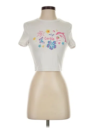 Pre-owned Shein Short Sleeve Top Ivory Mock Neckline Tops