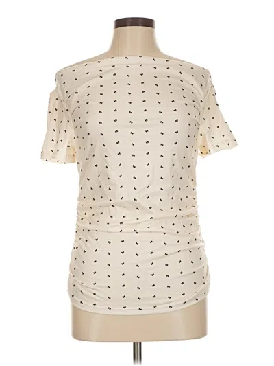 Pre-owned Shein Short Sleeve Top Ivory Mock Neckline Tops In White
