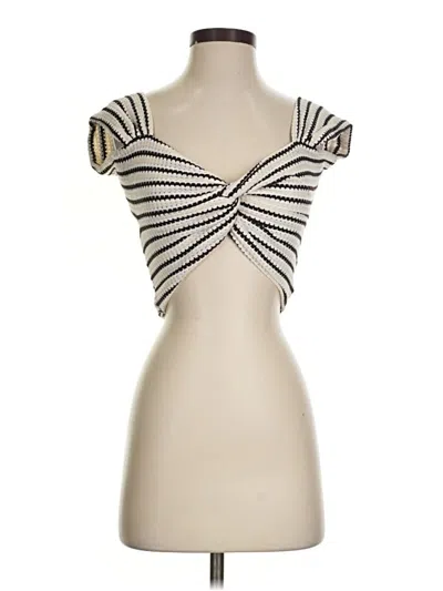 Pre-owned Shein Short Sleeve Top Ivory Strapless Neckline Tops