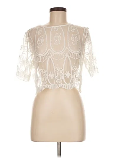Pre-owned Shein Short Sleeve Top Ivory Sweetheart Neckline Tops In White