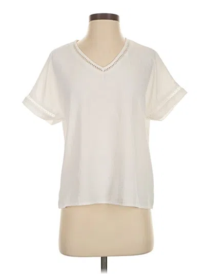 Pre-owned Shein Short Sleeve Top Ivory V Neck Tops In White