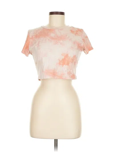 Pre-owned Shein Short Sleeve Top Orange Keyhole Neckline Tops