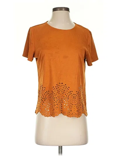 Pre-owned Shein Short Sleeve Top Orange Keyhole Neckline Tops