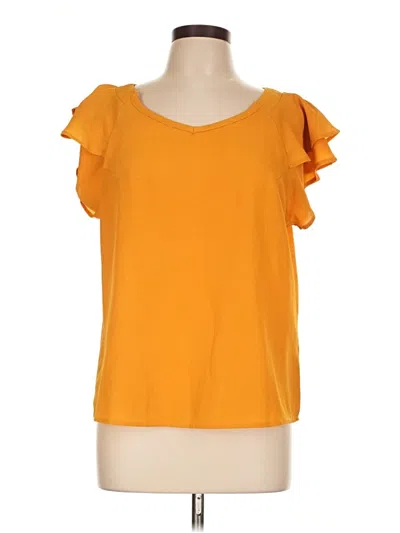 Pre-owned Shein Short Sleeve Top Orange Ruffles Neckline Tops