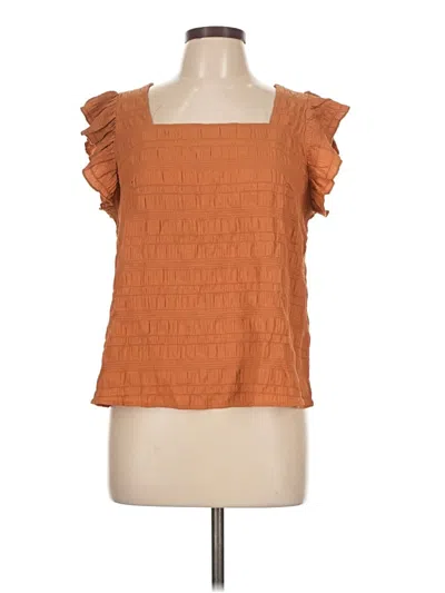 Pre-owned Shein Short Sleeve Top Orange Square Neckline Tops